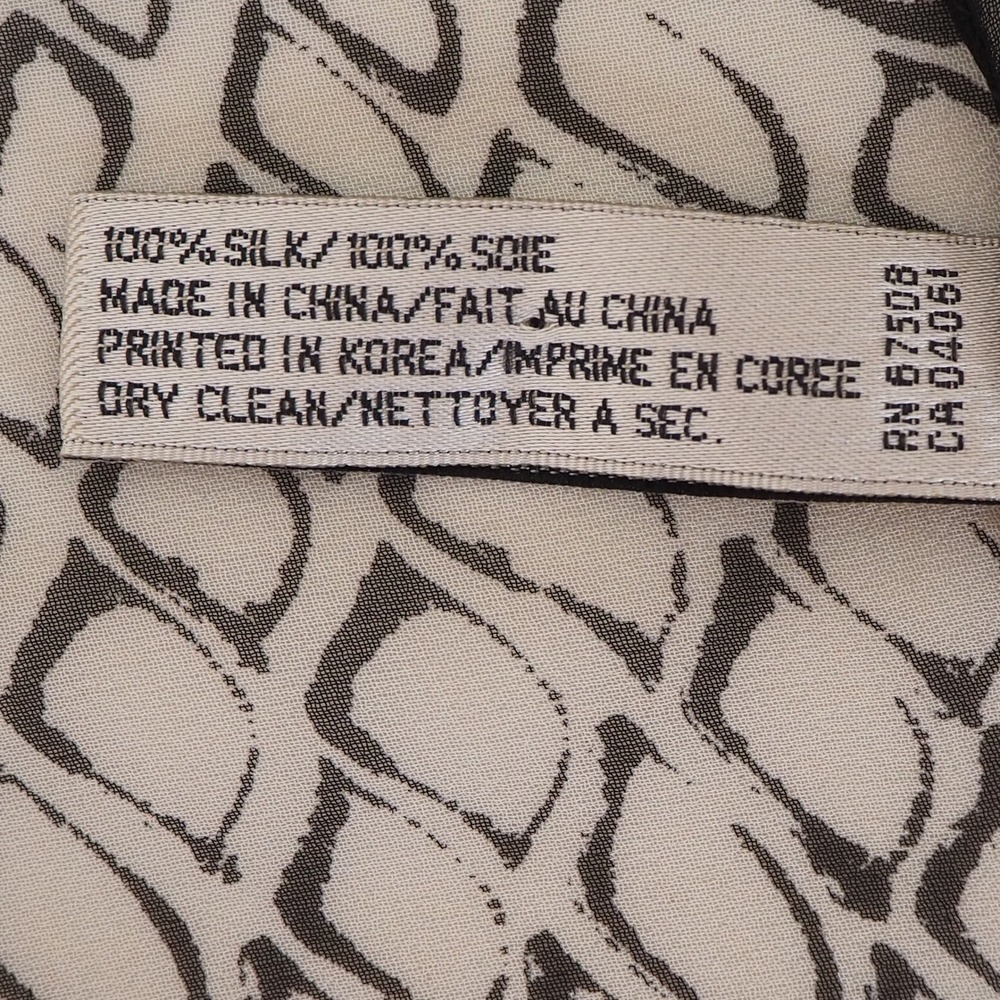 Anne Klein 100% Silk Scarf Oblong Black & White Geometric Animal Print 11" x 53" - Picture 7 of 10